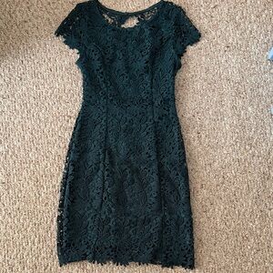 Lulu's Dark Green Lace Mini Dress